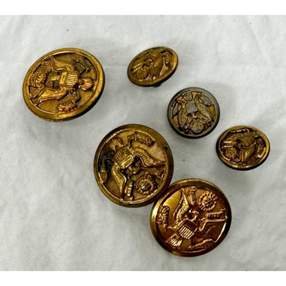 Vtg US Navy Waterbury Button Co Eagle Metal Buttons Brass Mixed Lot 6 pc